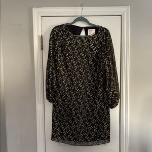 Sail to Sable Black and Gold Long Sleeve Dress